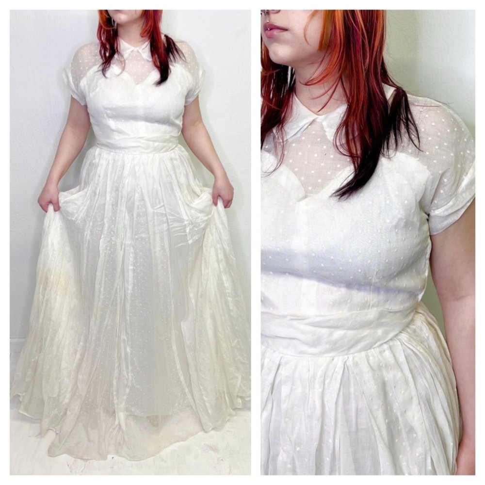 Vintage White Emma Domb Cocktail Formal Dress M Medium VLV MCM Pinup